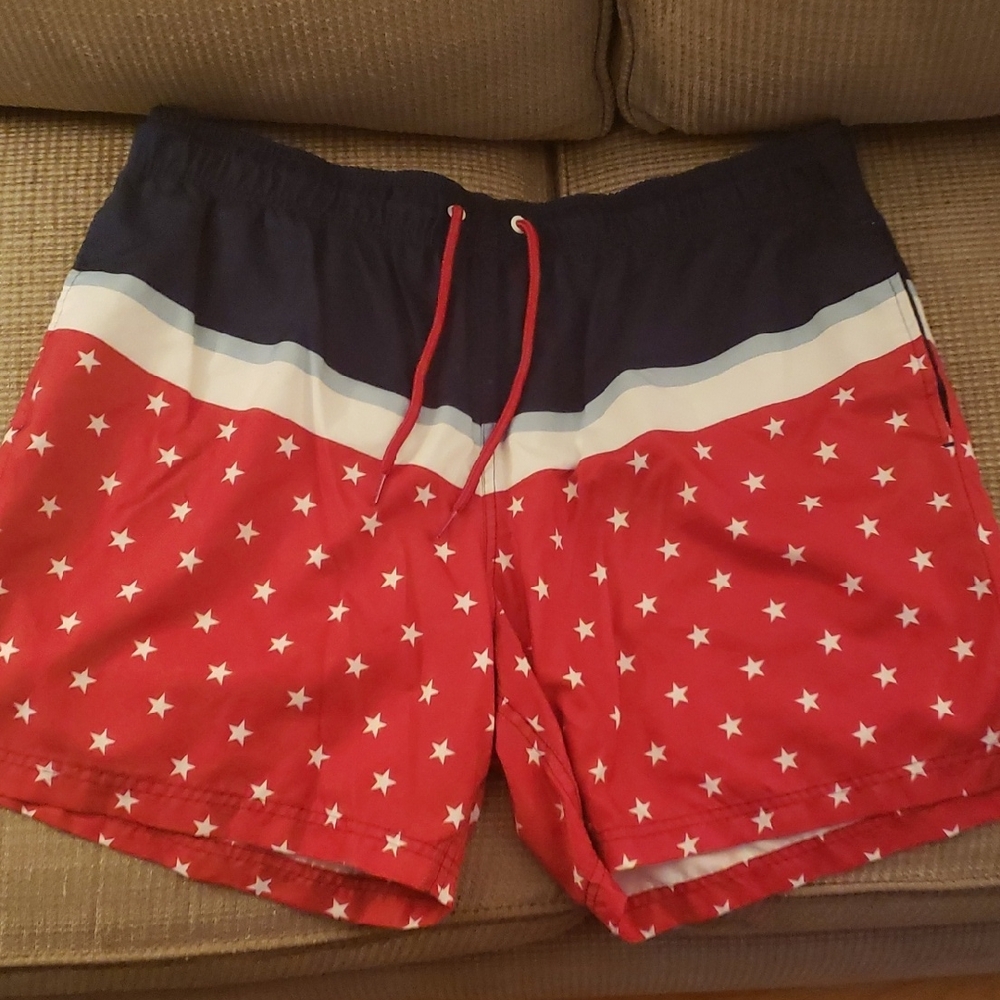 Men's Red Star-Patterned Swimsuit, size XL
